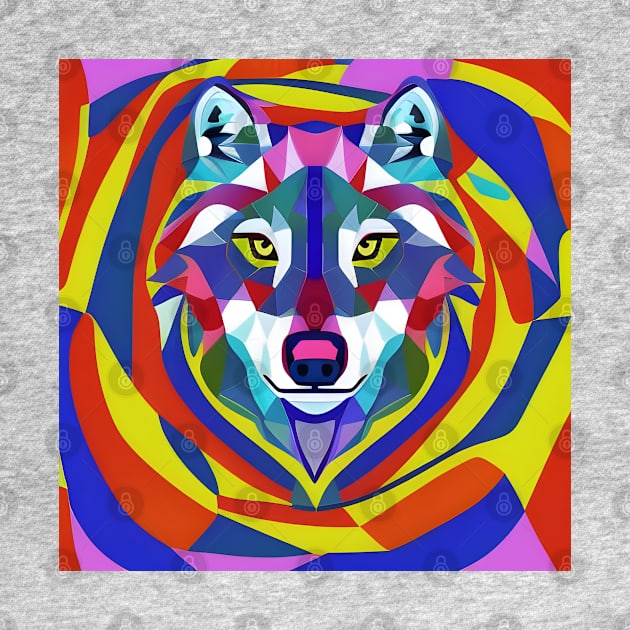 Psychedelic Pop Art Wolf Face by Chance Two Designs